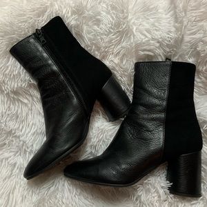 La Canadienne Black Leather and Suede ankle heels boots